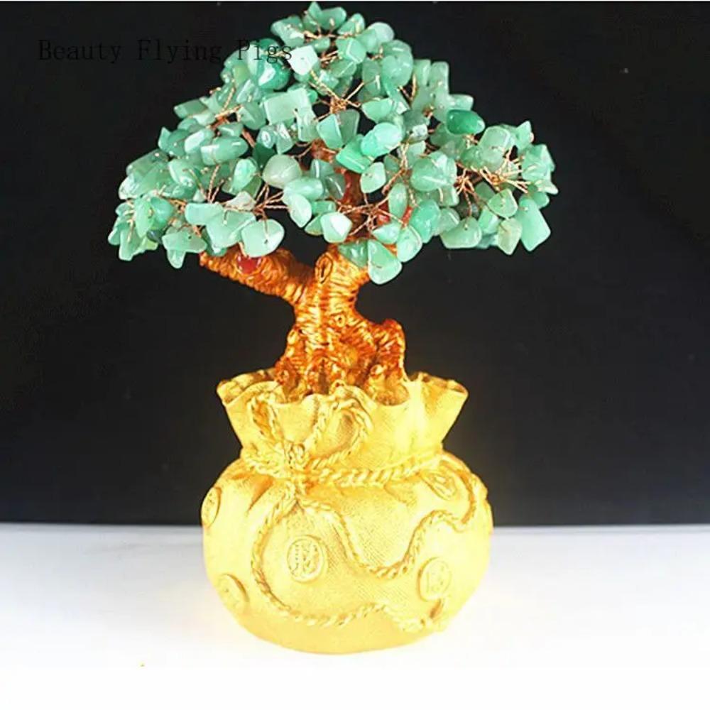 Высококачественное золотое хрустальное дерево удачи, благоприятное желаемое богатство, украшение для дома и офиса, украшение, статуя, открытие, лучший подарок