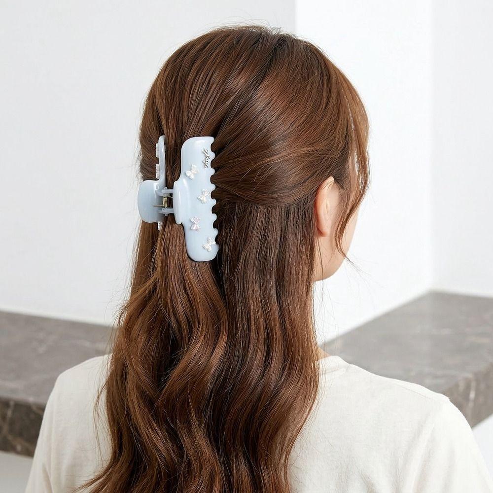 Plastic Bow Hair Claw PC Large Shark Clip Personalized Bowknot Hair Clip Streetwear