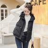 Women Autumn Winter Hooded Collar Sleeveless Solid Color Drawstring Warm Coat Vest