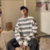 Мужской модный пуловер в полоску с цветными блоками - повседневная толстовка свободного кроя с круглым вырезом для весны и осени.