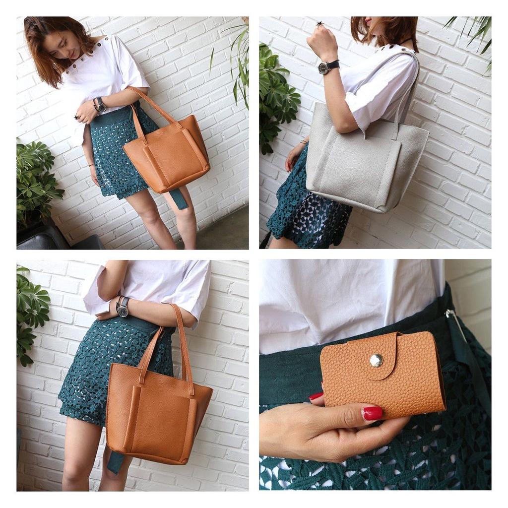 Модный набор женских сумок с узором личи из 4 предметов