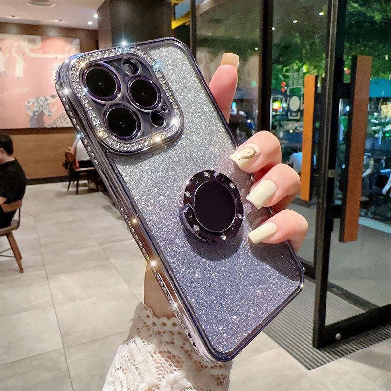 Чехол Goddess Rhinestone Glitter с магнитным кольцом для iPhone 13/14 Pro Max