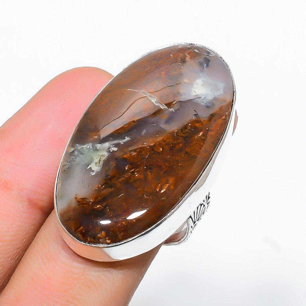 Boulder Chrysoprase Gemstone Handmade 925 Sterling Silver Gift Ring Size 9 n1m61