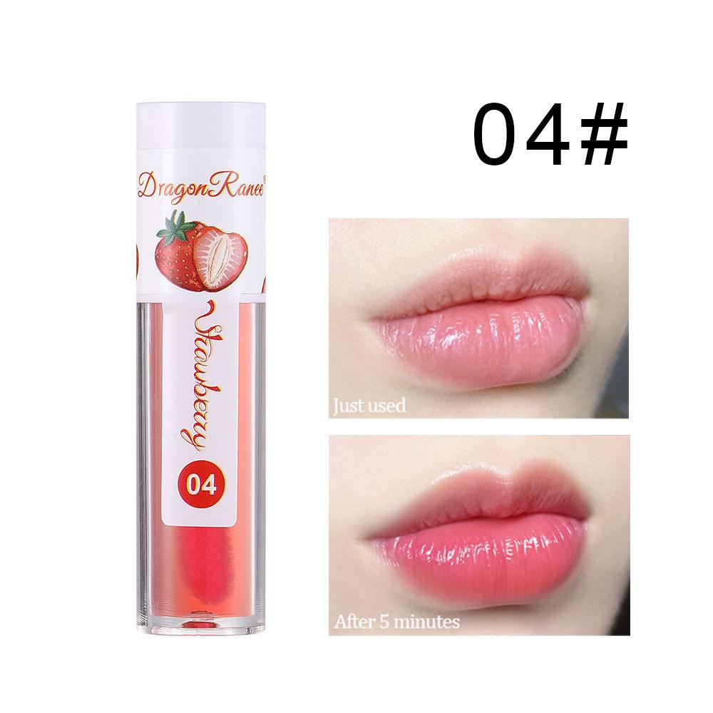 Dragon Ranee Temperature -changing Lip Oil Moisturizing, Moisturizing Lip Glaze Color Changing Lip Essence Oil Lip Fruit Strawberry Powder Lip Oil