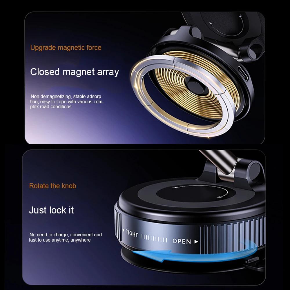 15 Вт Беспроводная Зарядка Магнитный Вакуумный Автомобильный Держатель для Телефона Складная Конструкция Вращение на 360 Градусов Для Автомобиля Стола Ванной Комнаты Держатель для Телефона