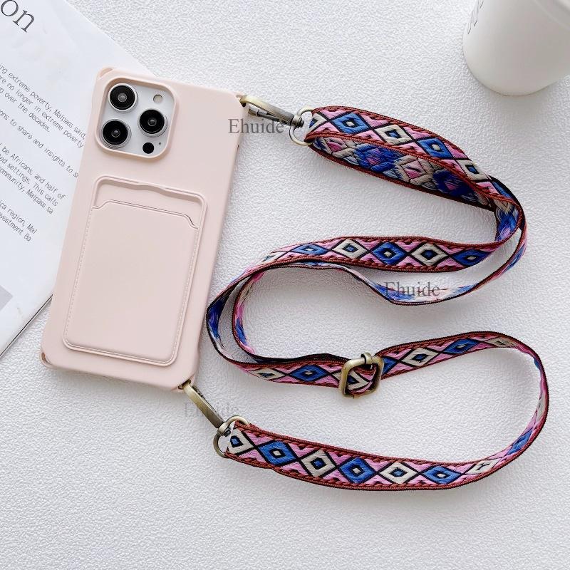 Винтажный Чехол-Ремешок Для iPhone 16 14 11 12 Mini 13 Pro Max X XS 7 8 15 Plus Наплечный Шнурок Шейный Шнурок Силиконовый Чехол с Карманчиком для Карты