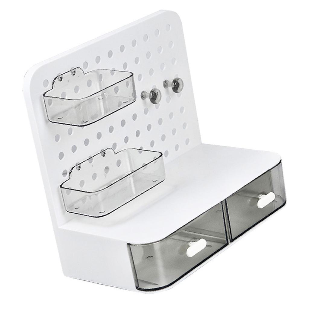 Pegboard Desktop Simple Multifunctional Plastic Storage Rack with Drawers for Stationery Headbands