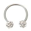 Labret Piercing Jewel Horseshoe Ring White Crystal Ball Covered In Steel Resin Diameter 8mm