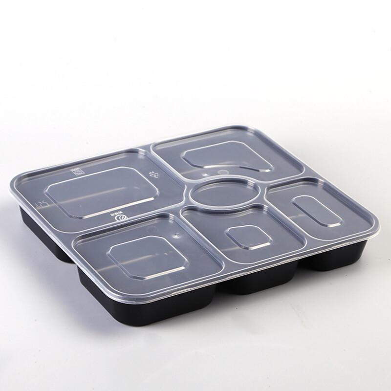 KAZHI Disposable Plastic 6-Compartment Takeaway Meal Box