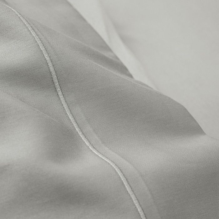 Drap plat percale de coton peigné "Julian" toutes dimensions Coton Pur - Julian Perle - 180 x 290 cm pour lit 1 place