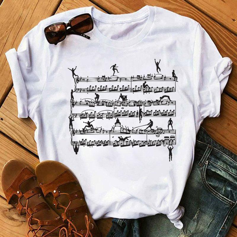 Футболка с принтом Music Note Heart, модная женская футболка 90-х годов, женские топы для девочек, милые футболки с короткими рукавами, женская футболка, одежда