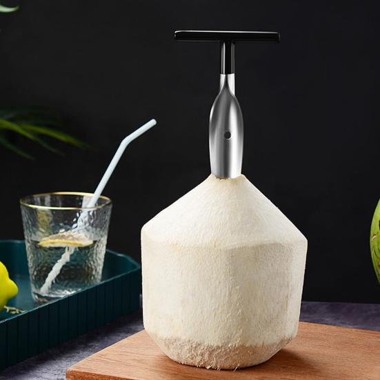 Coconut Opener Tool Set Stainless Steel Coconut Meat Scraper Coconut Opener