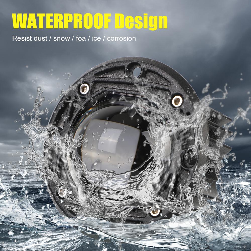 For Jeep Car Truck Off Road 4x4 12V 24V 6000K White 3500K Yellow Super Bright Flush Mount Driving Work Lamp 8D Lens LED Work Light Fog Lights