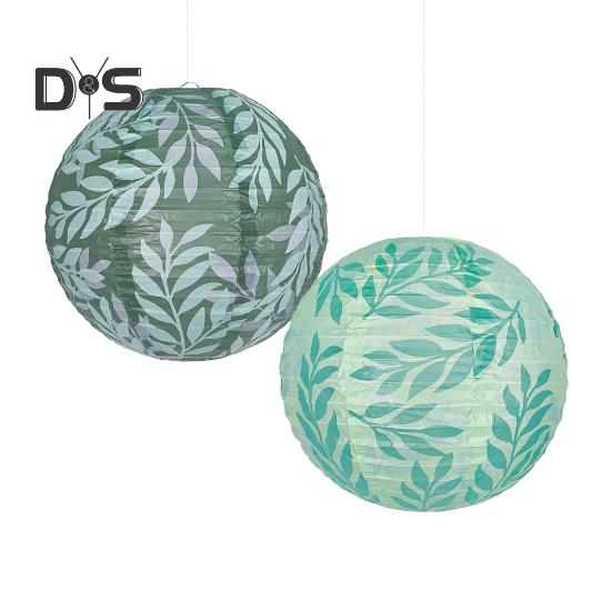Китайские японские бумажные фонарики зеленые оливковые листья подвесные фонарики для бохо свадьбы дня рождения девичника декор
