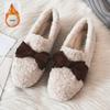 Модная женская обувь в корейском стиле с мелким вырезом, 2025, зимняя, меховая, удобные лоферы, повседневная, мягкая, теплая, на плоской подошве, с бантом, слипоны, женская обувь