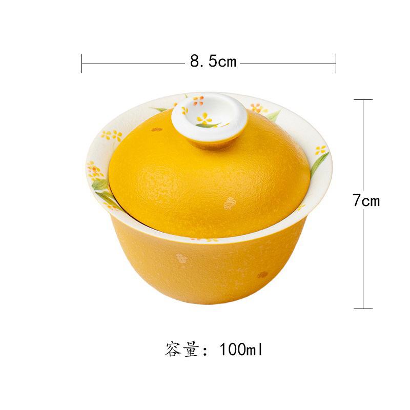 100ml Hand-painted Osmanthus Gaiwan Boutique Tea Tureen Tea Bowl With Lid Kit Tea Brewing Cover Bowl Tableware Supplies Gift