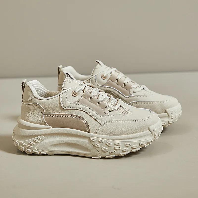 Модные корейские трендовые женские маленькие белые туфли, весенние новые дышащие кроссовки на платформе, старые папины туфли, студенческие туфли для досок Zapatillas Mujer