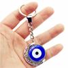 Blue Turkish Evil Eye Double-Sided Moon Keychain Charm