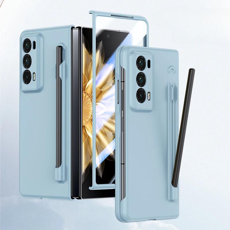 Роскошный защитный чехол для Honor Magic V2, матовый, с прозрачным экраном и однотонной задней крышкой из ударопрочного жесткого пластика