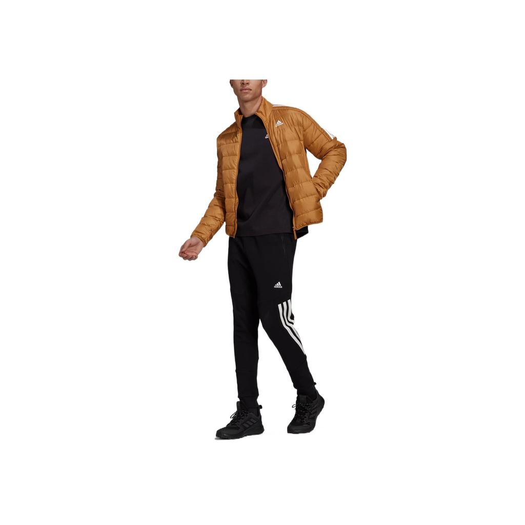 Adidas Полосатый пуховик на молнии с воротником-стойкой и логотипом, мужская верхняя одежда, желтый HK4646