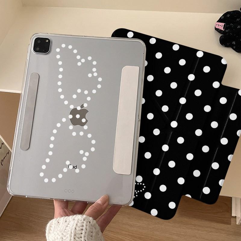 Minimalist Polka Dot Wing Case IPad Mini 6/7 8.3 Inch Air 10/11 10.2 10.9 11 12.9 Pro With Pen Slot Side Snap Cover