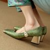 Women's Retro Medium Heeled Women's Fashionable and Versatile Soft and Comfortable Ballet Shoes