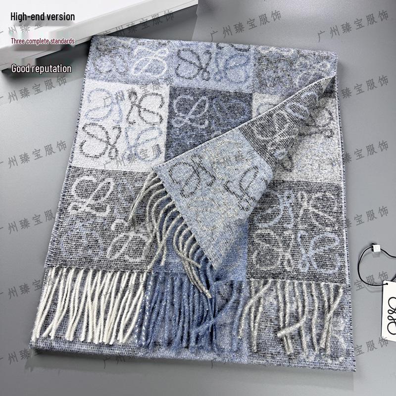 В наличии Шахматный узор Кашемировый шерстяной шарф-снуд - Высококачественный, Теплый, Удобный, Унисекс