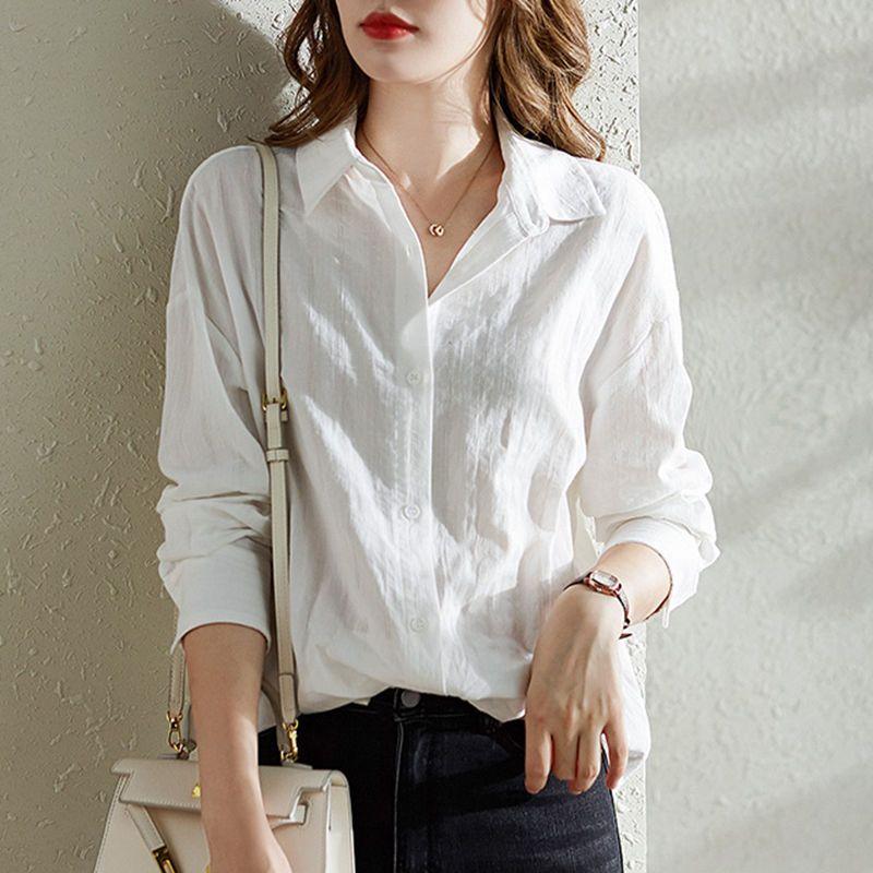 Хлопковая белая рубашка с длинными рукавами для женщин на весну и осень, универсальный свободный стильный дизайн, топ Niche