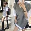 Осенне-зимний свободный вязаный свитер, жилет для женщин, толстый повседневный свитер без рукавов, жилет для офиса, элегантный однотонный трикотажный жилет 25333
