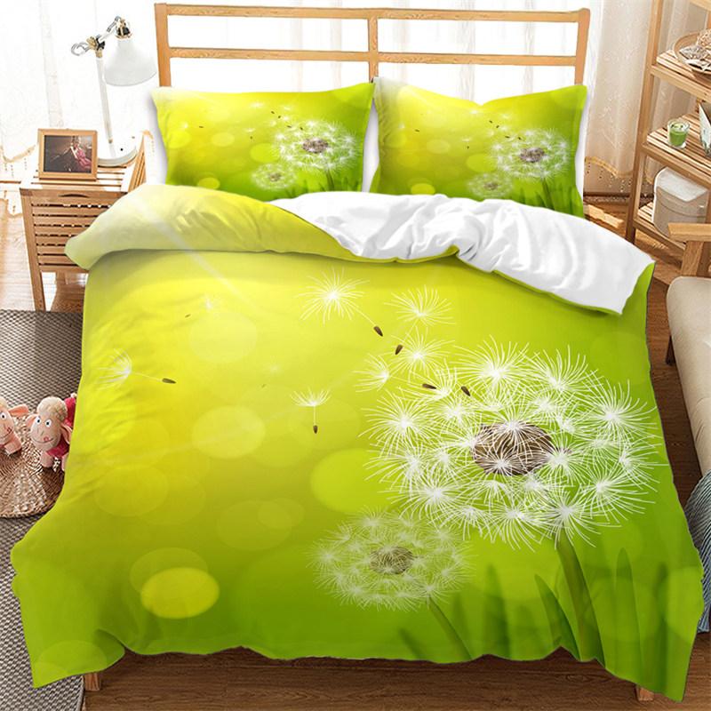 Набор пододеяльников «Одуванчик» Весенне-зеленая ветвь Садовые листья Постельное белье Микрофибра Ботанический Пододеяльник Кинг Декор спальни
