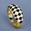 Кольцо Checkerboard Chic для женщин, черное и белое, модное, с эмалью ручной работы, для вечеринки, простое, со всеми аксессуарами