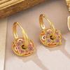 2024 Luxury Enamel Drip Oil Flower Ear Cuffs: Versatile Modern Chinese Style Women's Earrings