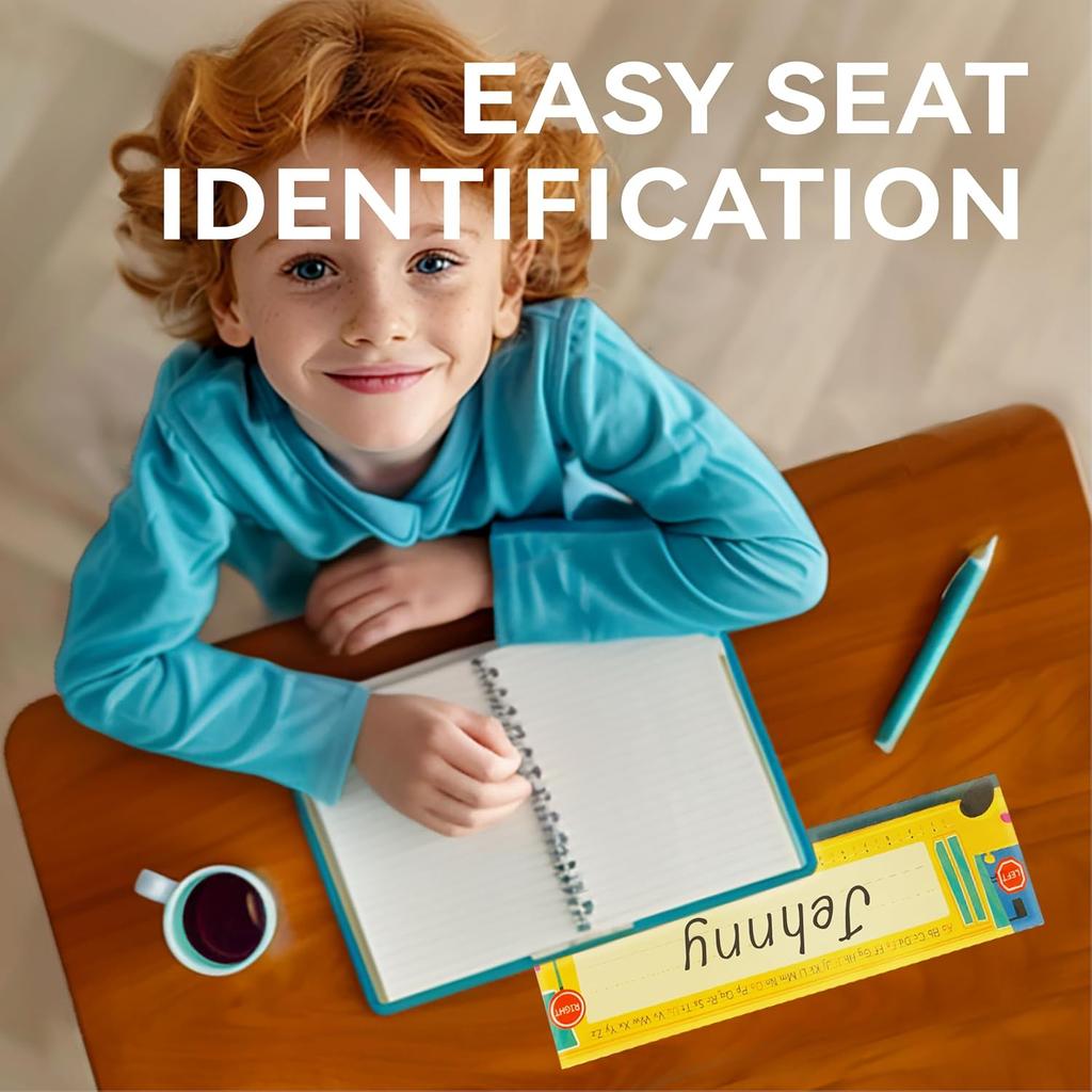 40 PCS Desk Nameplates for Classroom, Name Plate for Desk with Alphabet, Number Line, Traditional Manuscript Name Plate for Classroom School