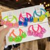 2PCS Fluorescent Colored Bow Girls Lovely Elastic Hair Bands Princess Hair Accessories Children Hair Ties Baby Headwear
