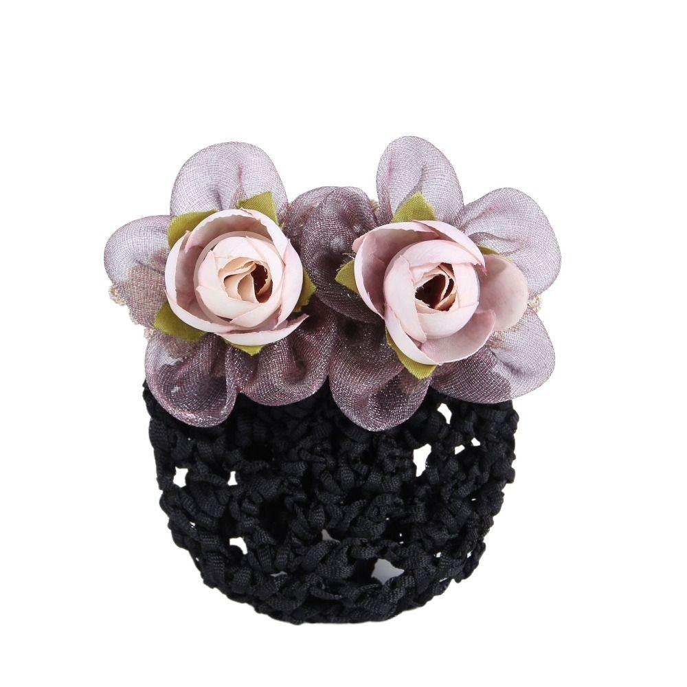 Цветочная шпилька для волос Женская пружинная заколка для волос Головной убор с заколкой-сеткой Винтажная корейская заколка-снуд для волос Женская