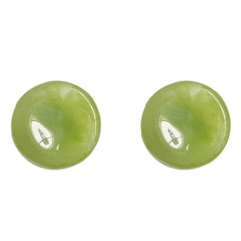 Summer small fresh tea geometric circle stud earrings retro Hong Kong style versatile temperament round button earrings women's earrings