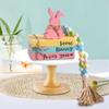 Easter Bunny Wooden Faux Book Stack Beaded Tiered Tray
