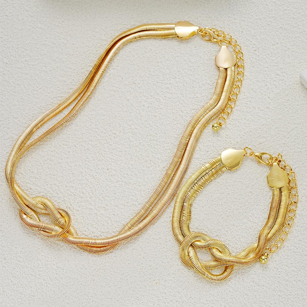 IF ME Золотой плетеный браслет-цепочка из змеиной кости, набор ожерелья, экологически чистая железная бижутерия, женский элегантный повседневный аксессуар для вечеринки, подарок