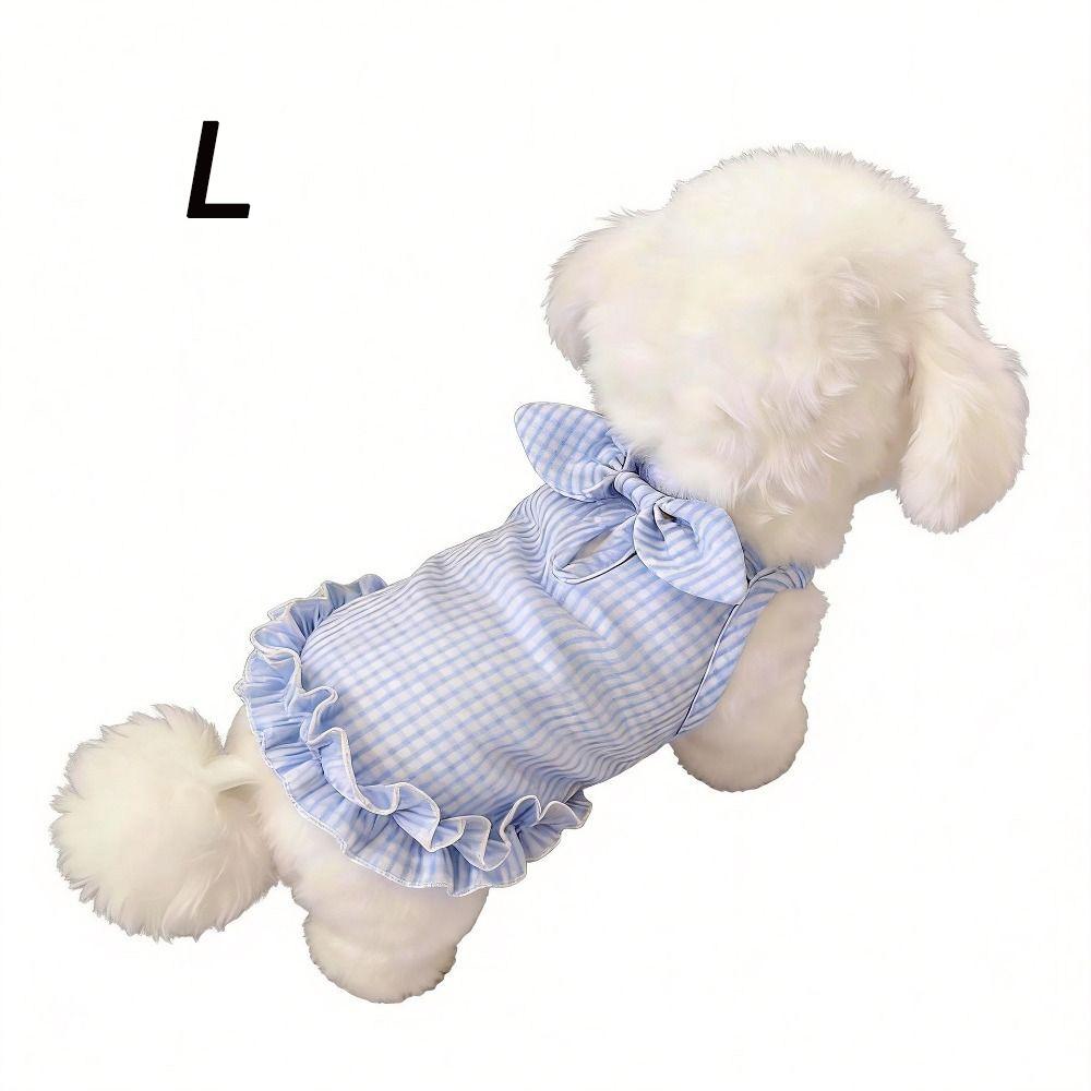 Ruffle Edge Dog Skirt Bow Decor Dog Harness Vest Cute Style Pet Dog Dress Spring Summer