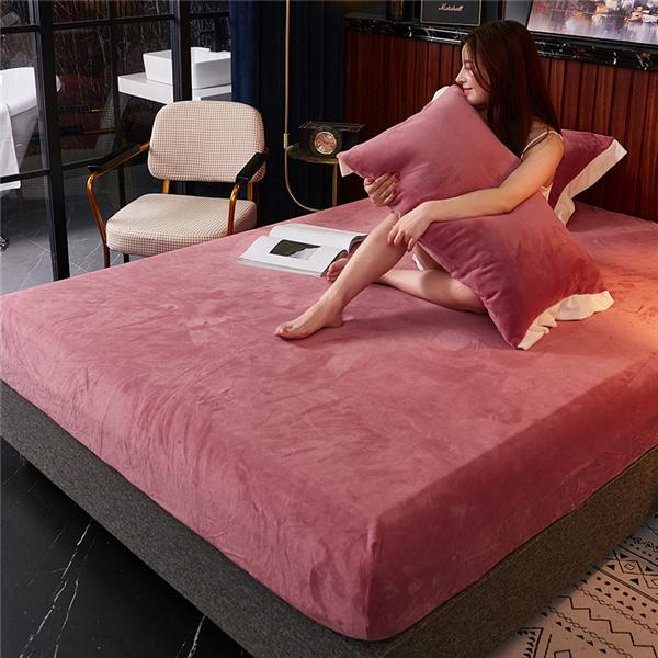 2024 зимняя теплая однотонная фланелевая эластичная простыня на наматраснике, супермягкая и уютная двуспальная кровать размера King Size, простыни