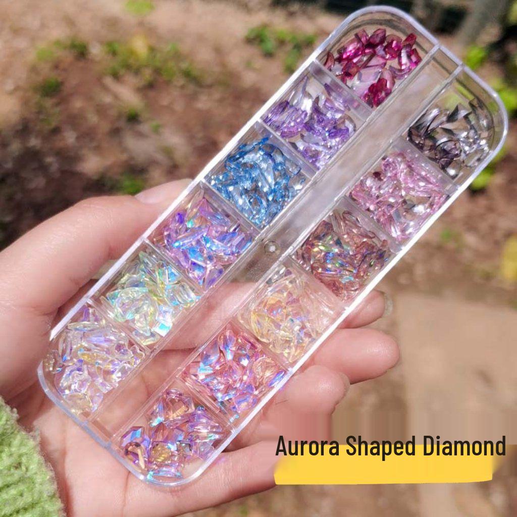 24 ячейки Цветные круглые стразы с плоским дном для ногтей - Aurora & Pearl Супер блестящие украшения для нейл-арта