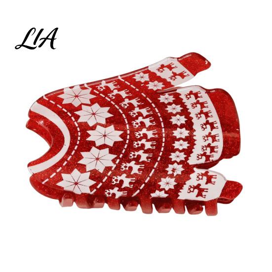 Winter Festive Hair Ornaments Claw Clip for Women, Cute Christmas Patterns Non-Slip Strong Hold Non Slip Grippers Shark Clip, Lightweight Decorative