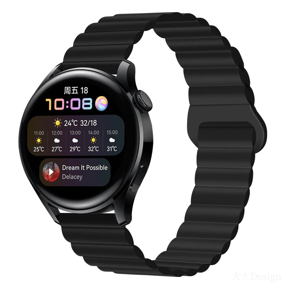 Силиконовый ремешок с магнитной петлей для Samsung Galaxy watch 6 5 pro 4 Classic active 2-звенный браслет huawei GT 2-2e 3-4 ремешок 20 мм 22 мм