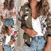 Women Casaul Autumn Floral Printed Jacket Lightweight Zipper Short Bomber Jacket Wintet Outwear Coat Plus Size S-5XL