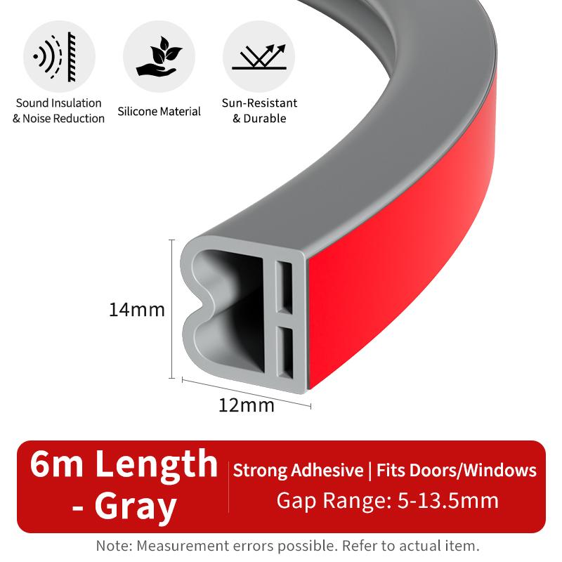 Hot-Selling 6m/Roll Household Door & Window Sealing Strips, Self-Adhesive, Wear-Resistant, Anti-Collision, Soundproof