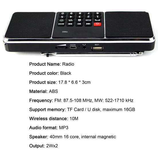 Цифровое радио Retekess TR602 Портативный светодиодный дисплей Стереодинамик громкой связи FM/AM Bluetooth-совместимое радио для пожилых людей