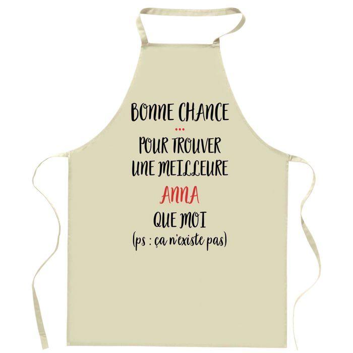 Tablier de cuisine - Anna - Motif humour «Anna ça n'existe pas» - Coton résistant - Impression française