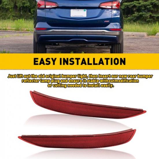 Left&Right Rear Bumper Light Reflector Lamp Case Fit 2018- Chevrolet Equinox