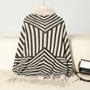 Women's Autumn and Winter Large-size Shawls Fashionable Striped Knitted Wool Collar Cardigan Loose Sweater Cape 5 Colors