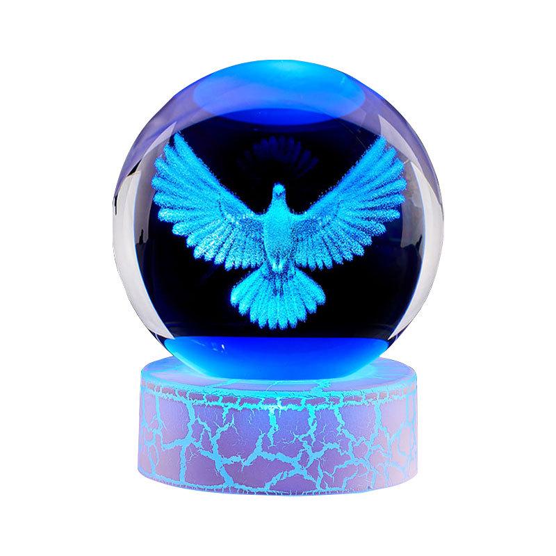 Colorful Wooden Base Crystal Ball Night Light - Creative Birthday Gift for Boys & Girls